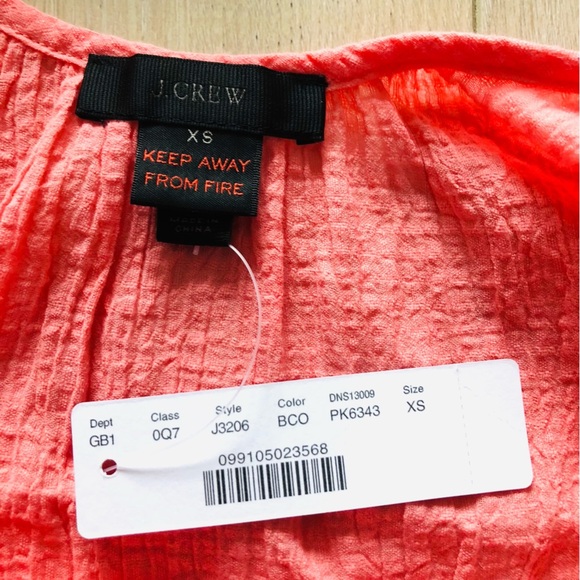 NWT J. Crew Beach Cover Up Tunic Dress in Salmon/ Neon Orange Size XS - Picture 6 of 7